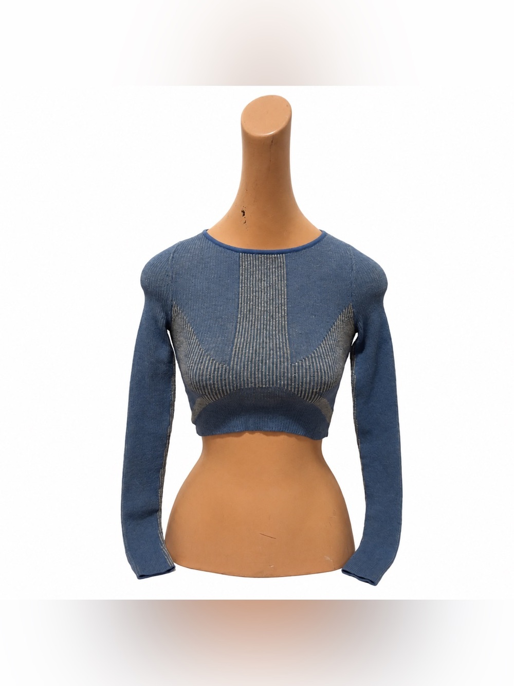 Blue-Grey Ribbed Crop Top